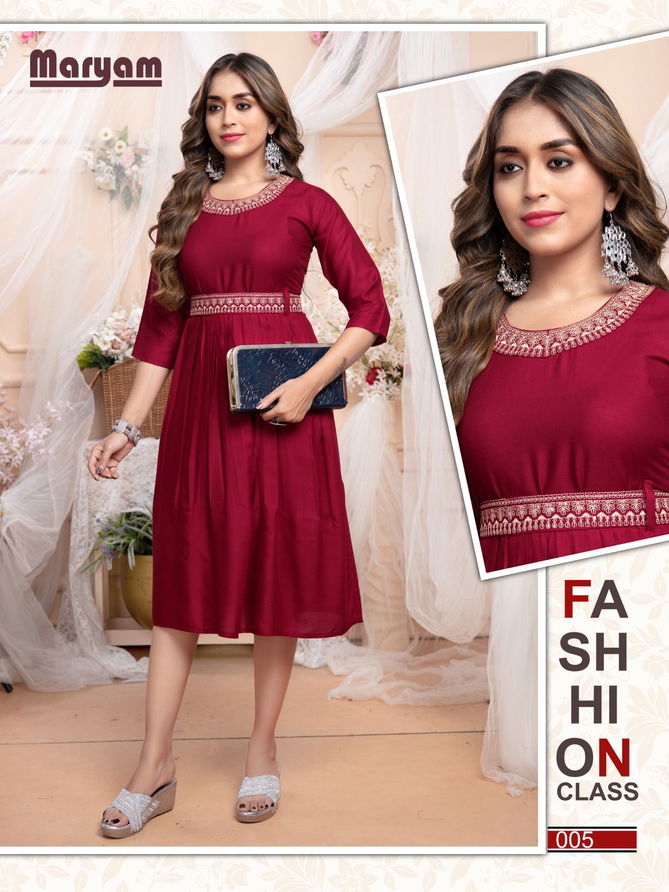 Trendy Maryam Vol 1 Designer Rayon Palin Dori Sequence Work Kurtis
